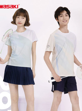 川崎羽毛球服男女款运动T恤速干上衣短袖K1C02-B1972 B2972透气