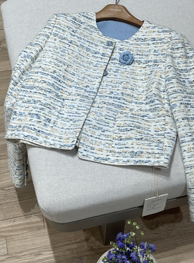 瑞瑞26年春款小香风圆领百搭短外套(配花朵胸针可拆卸)YS1-57612