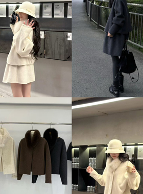 瑞家名媛风羊毛外套(配可拆真狐狸毛毛领)（含72.1绵羊毛）cc003