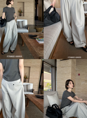 瑞瑞小众设计春上新老钱腔调重工洗水怀旧阔腿显瘦休闲裤99328