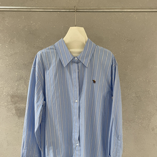 刺绣衬衫 OMG5068 款 瑞瑞复古百搭色系新疆匹马棉条纹随性宽松经典