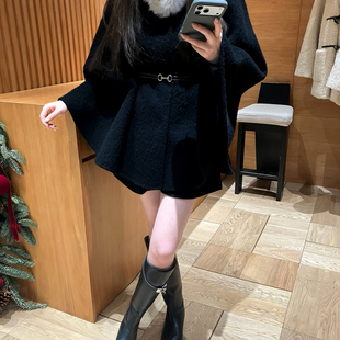 10苏力 瑞瑞羊毛外套 含60羊毛 腰带 E25D024 配可拆人造毛领