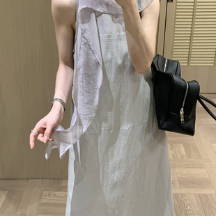 瑞瑞步调性拉满～薄纱飘带点缀设计显瘦长款 显连衣裙G2635XJW A版