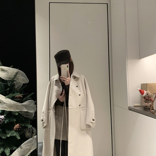 122012W27 含100绵羊毛 瑞ins设计感翻领显瘦羊毛外套 配包包