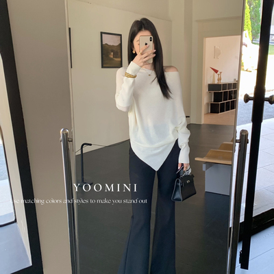 瑞瑞长比例日常通勤百搭休闲微喇裤2026初春休闲裤M60024-SW