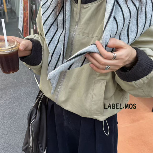 瑞瑞设计冬上新简约工装风立领宽松短款保暖羽绒服外套LB111