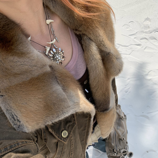 瑞瑞小众设计鹅绒保暖羽绒服外套 DXJTZ2502 不可拆卸青根貂领