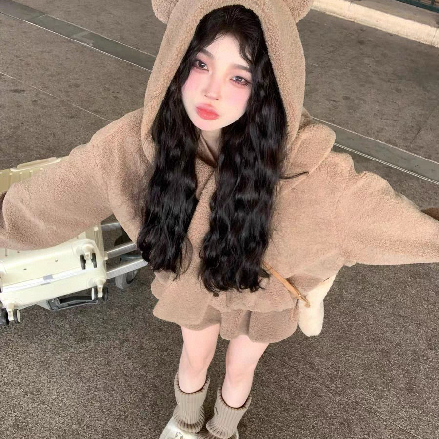 瑞瑞冬上新时尚百搭连帽单排扣短外套V87