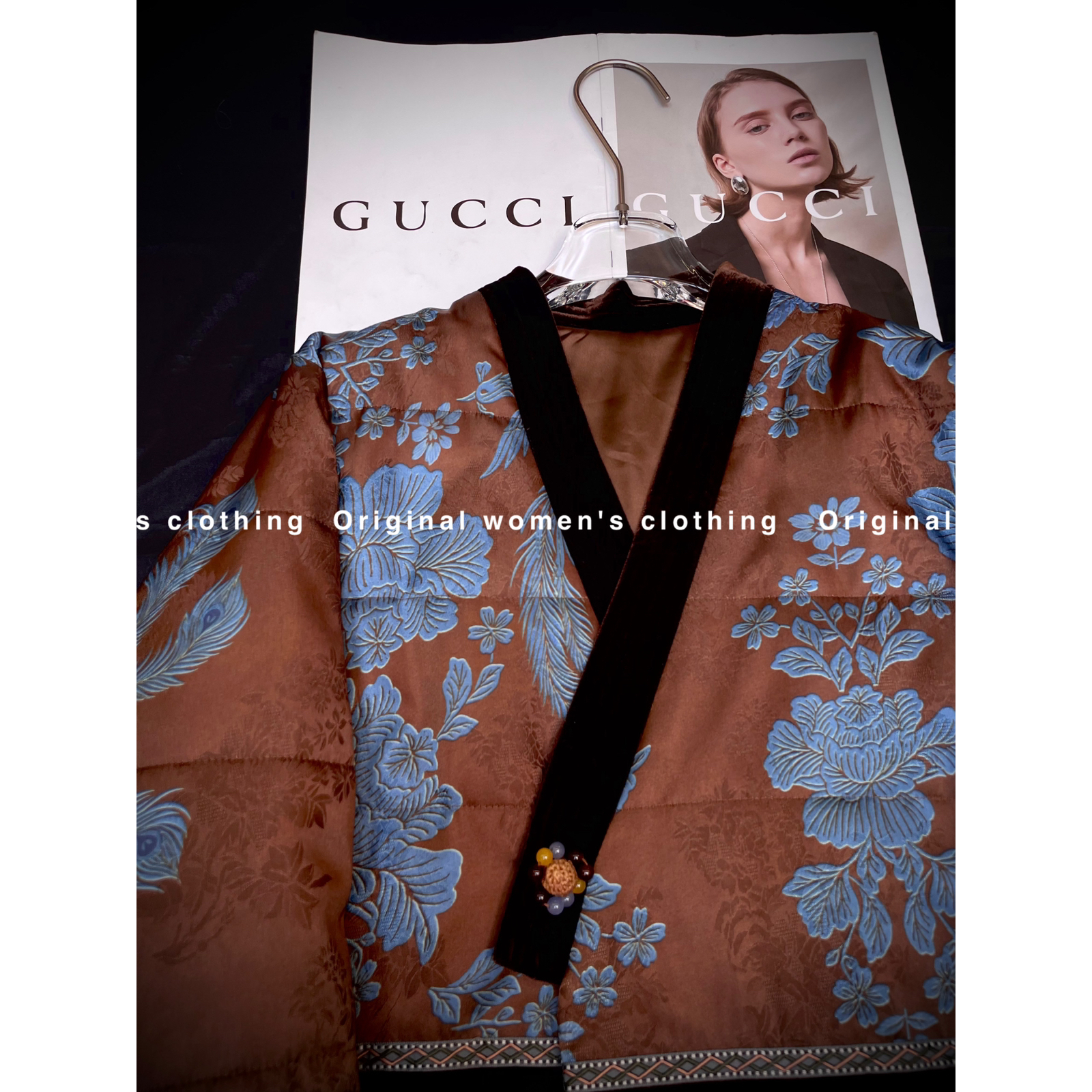 瑞瑞家新提花拼丝绒V领真水貂毛夹棉外套保暖棉服外套YS26-Js13