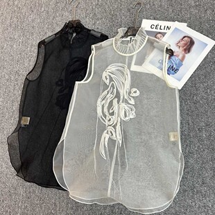 G416 YS275 瑞瑞店色真丝刺绣真丝欧根纱轻如薄雾小衫 含100真丝