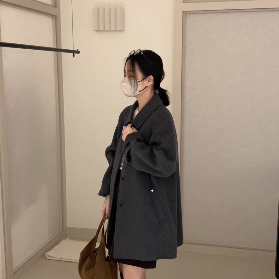 瑞瑞设计子开衩小A版中长款羊毛外套（含80澳毛）(5牦牛绒)5581-1