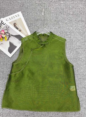 瑞瑞店6夏上新真丝欧根纱提花立领国风马甲(含100真丝)YS66-G230