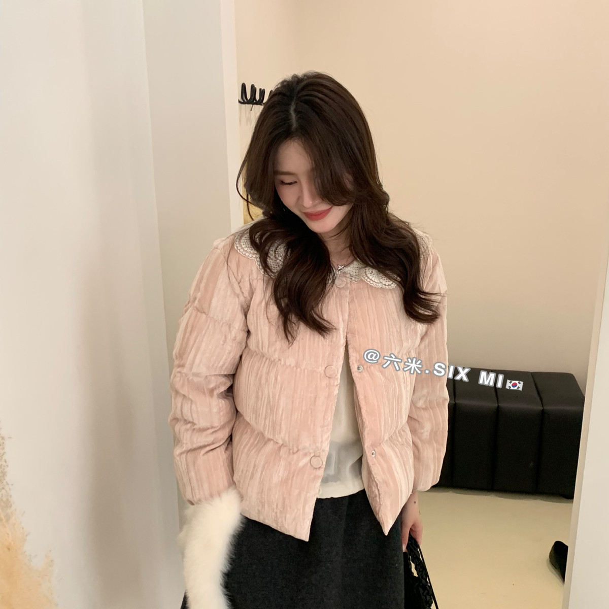 瑞瑞体双层蕾丝新国标90白鸭绒羽绒服(含90白鸭绒)(发货快)1165