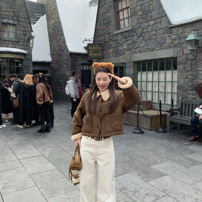 瑞瑞冬上新韩系翻领百搭羊剪绒羊毛外套（含100羊毛）ZO-9539