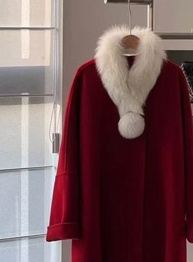 瑞店外套羊毛外套(配可拆卸真狐狸毛毛领)（含100澳毛）25FMY9849