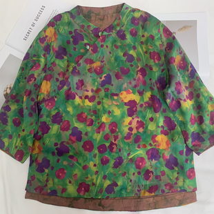 大货速发 SZG01495113 小衫 瑞瑞复古上衣桑蚕丝香云纱七分袖