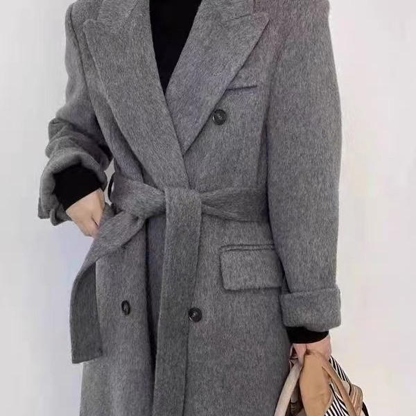 瑞家领双排扣气质宽松羊毛外套(配腰带)（含70绵羊毛）YS13-2312,女装/女士精品,羽绒服,淘宝优惠券,粉丝福利购,淘宝优惠卷