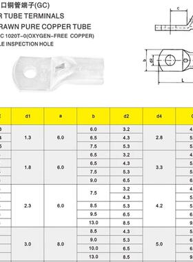 苏州源利 GC2.5/4/6/10/16/25/35-5/6/8/10/12平方电缆用铜管端子