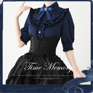 伯爵少女~lolita春夏复古雪纺尖领荷叶边羊腿袖优雅显瘦内搭衬衫