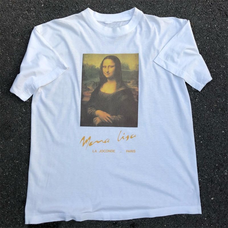 蒙拉丽莎油画风复古Cityboy阿美咔叽重磅短袖美潮宽松男女情侣T恤,男装,T恤,淘宝优惠券,粉丝福利购,淘宝优惠卷