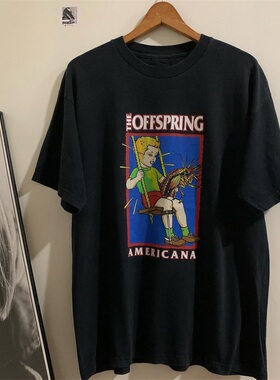 The Offspring后裔乐队美式复古oversize短袖T恤卡通趣味印花半袖