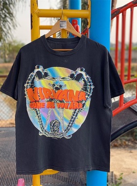 Nirvana涅槃乐队小领口潮牌短袖vintage古着感阿美咔叽情侣装半袖