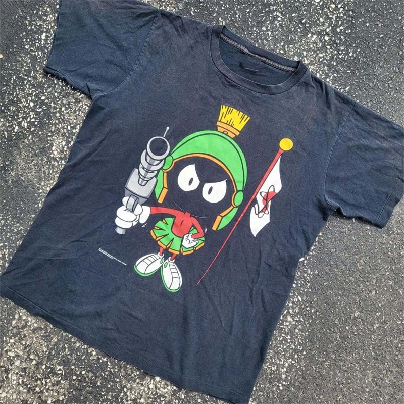 太空也入樽美式卡通vintage复古潮牌短袖oversize宽松男女情侣T恤,男装,T恤,淘宝优惠券,粉丝福利购,淘宝优惠卷