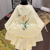 苏绣刺绣双层仿真丝绸女成人肚兜复古汉服古风女性九尾狐吊带睡衣