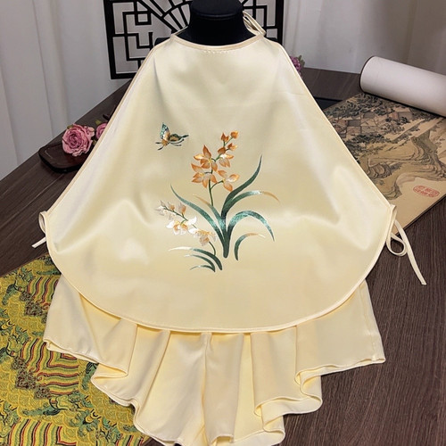 苏绣刺绣双层仿真丝绸女成人肚兜复古汉服古风女性九尾狐吊带睡衣