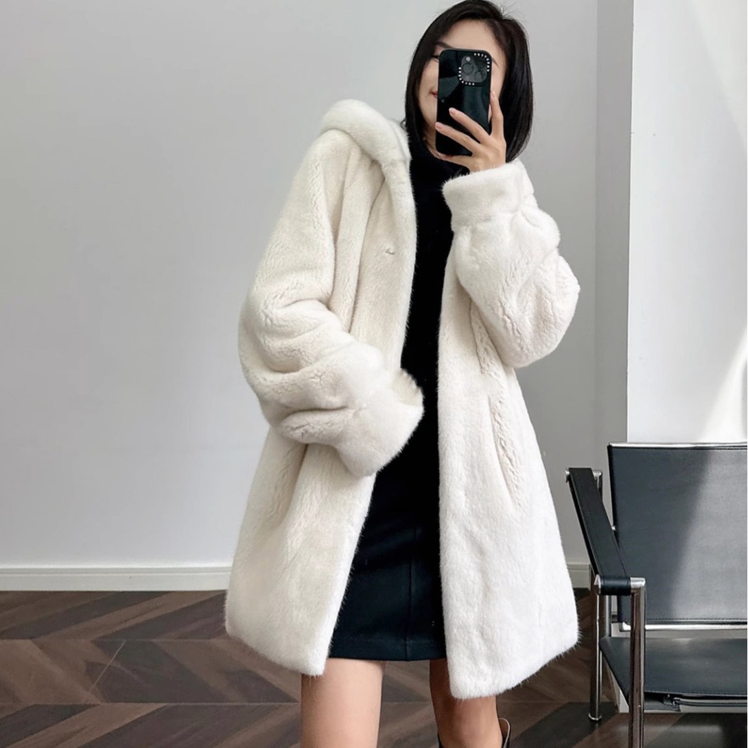 今年流行特惠｜真爱貂貂｜欧貂绒皮草大衣女仿水貂毛连帽年轻外套