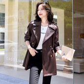 中长款 今年流行特惠品牌设计感海宁真皮西装 领风衣女春秋新款 时髦