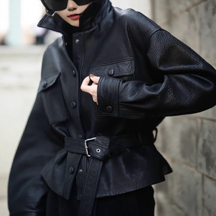 今年流行特惠【宋佳同款】杨树林皮衣绵羊皮外套女2025春新款收腰