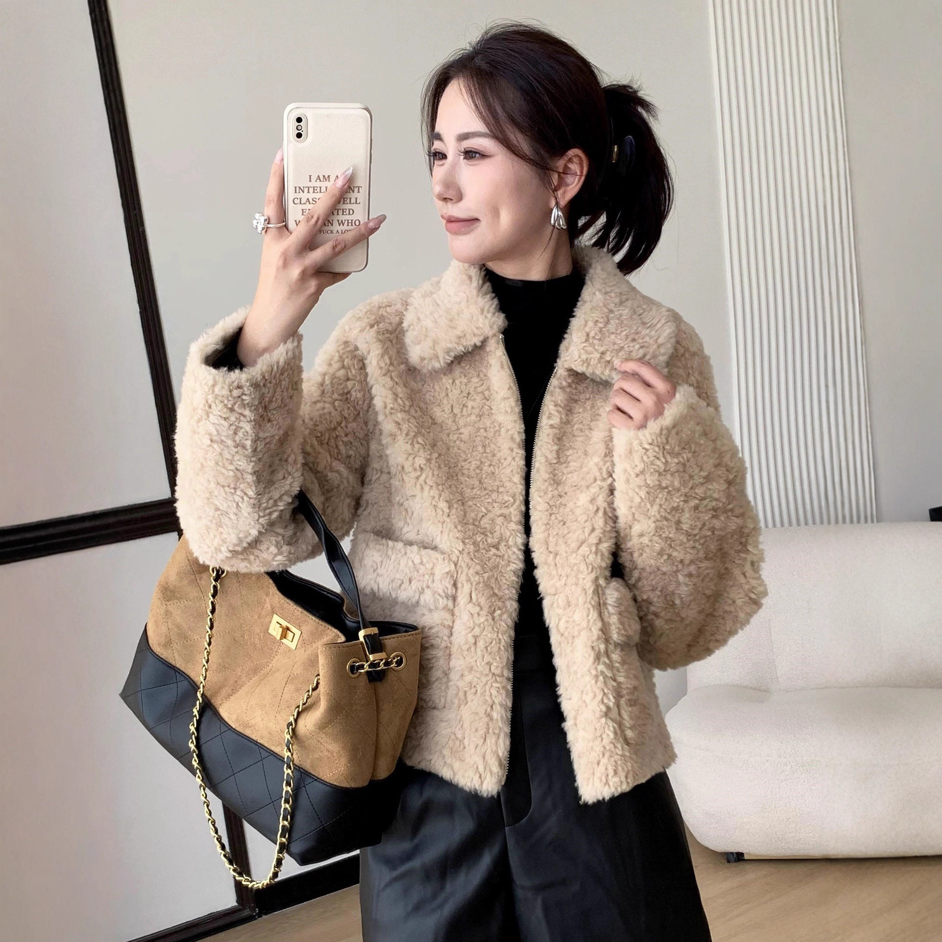 今年流行特惠【琥珀糖霜】100绵羊毛皮草外套女短款韩版羊羔毛,女装/女士精品,皮草,淘宝优惠券,粉丝福利购,淘宝优惠卷