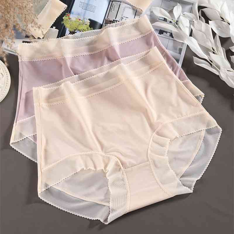大码超薄冰丝面膜内裤女200斤桑蚕丝棉质舒适档胖MM无痕底裤夏季