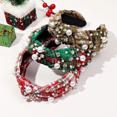 Christmas headband with personalized diamond inlay and pear