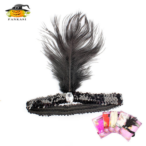 1920s Flapper Girl Dress Party Indian Feather Headband Make