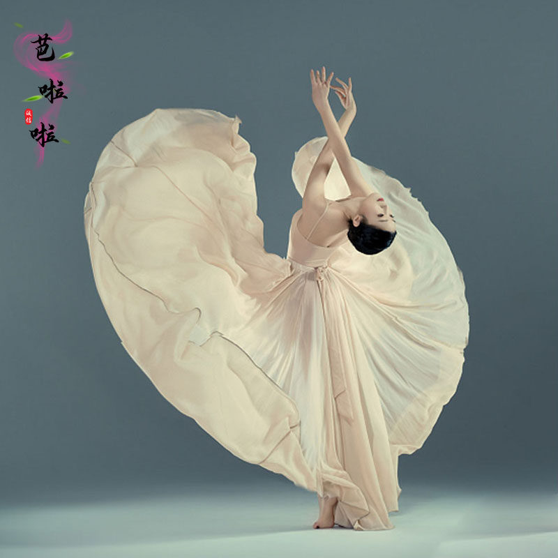 现代舞飘逸大裙摆舞蹈服纱裙成人儿童拍摄写真练功服长裙演出服女