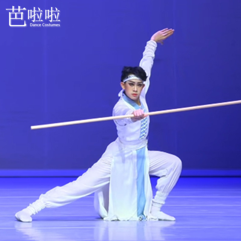 新款古典舞走鏢人男演出服定制