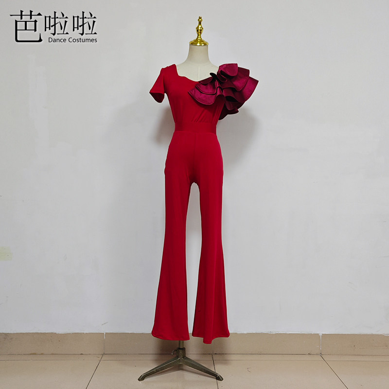 现当代舞服装导师高级形体服时尚荷叶边走秀服高端舞蹈练功服成人