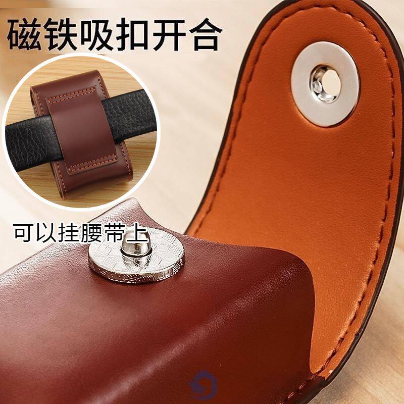折叠老花镜眼镜盒便携仿牛皮盒男抗压可穿皮带中老年近视眼睛盒