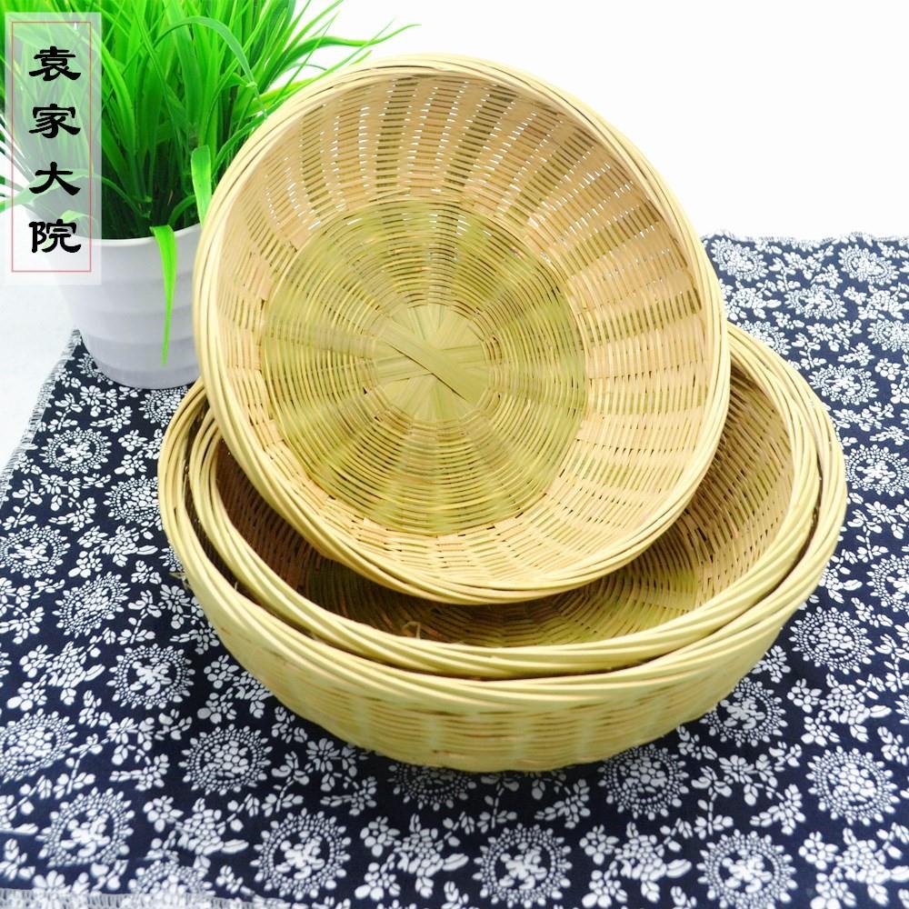 竹编制品花篮竹蓝馒头大托盘面粉装大号的竹篮子晒家用的茶叶筛小
