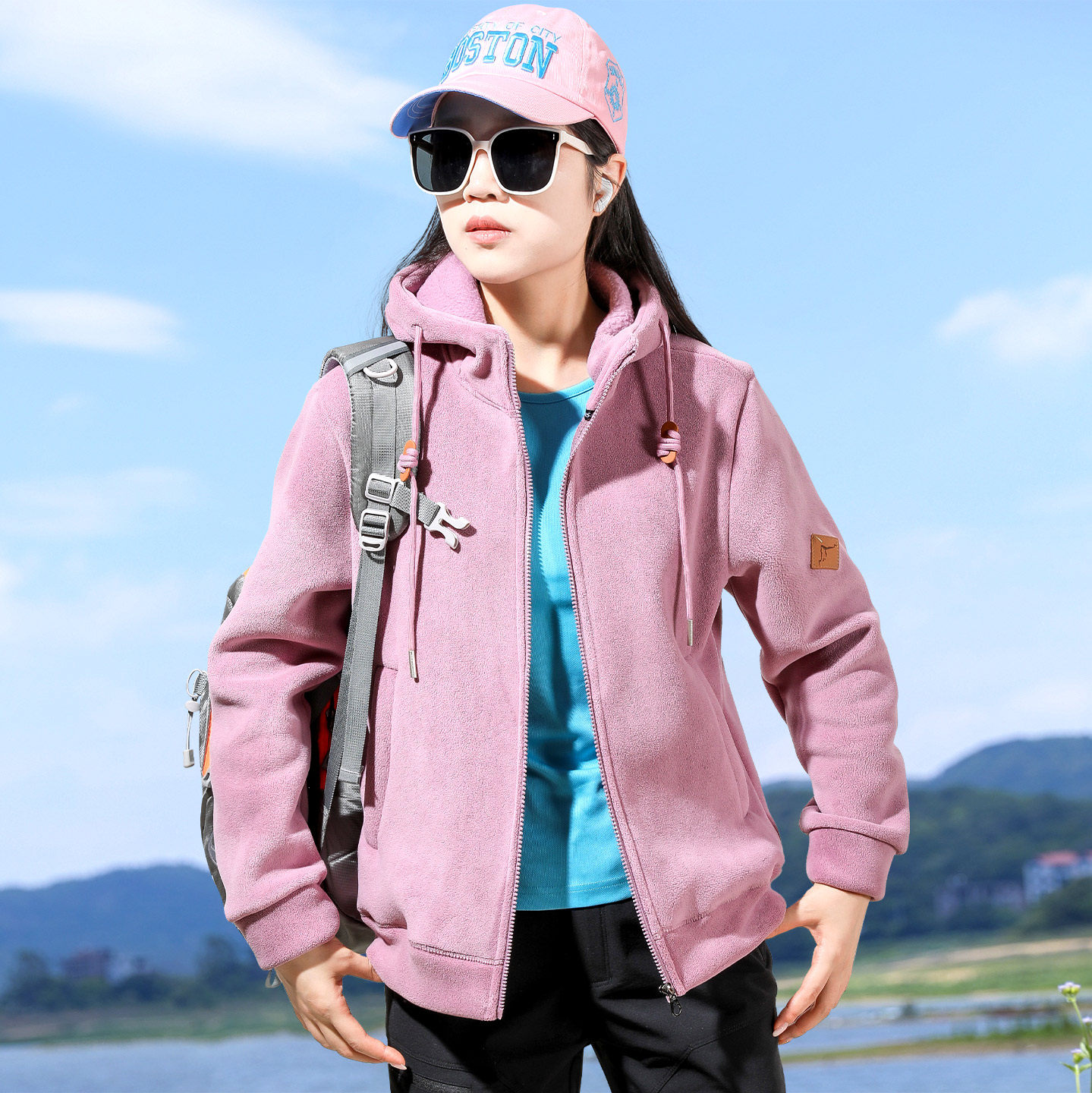 户外连帽运动抓绒衣女上衣加厚保暖冲锋衣内胆摇粒绒外套女开衫秋,户外/登山/野营/旅行用品,抓绒衣,淘宝优惠券,粉丝福利购,淘宝优惠卷