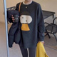 胖MM宽松中长款 秋大码 针织上衣 卡通小狗灰色毛衣女2026新款 韩版