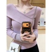 秋内搭上衣软糯纯欲毛衣 女春装 轻熟氛围感不规则修身 针织打底衫