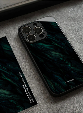 简约冷淡风羽毛适用iPhone17苹果13promax手机壳vivox90荣耀80玻璃保护套11全包mate50小米12华为p60一加oppo