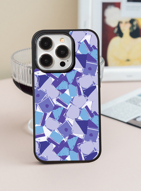 「蓝紫构形」苹果iPhone17promx手机壳16钢化玻璃OPPOFINDX9荣耀14小米15华为mate80简约VIVOX300s保护套红米