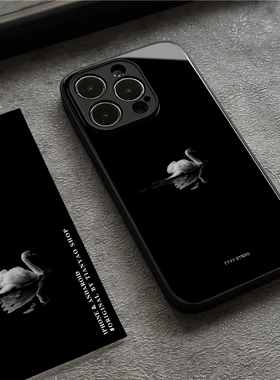 黑暗中的白天鹅适用iPhone14苹果13promax手机壳荣耀80玻璃保护套mate50华为p60vivox90软oppo一加小米12三星