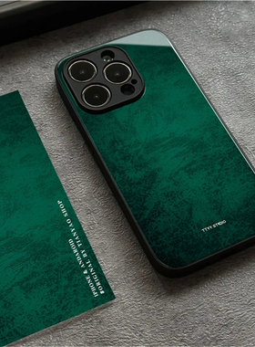 新中式深绿色纹理适用iPhone14promax苹果13手机壳小米12华为mate50玻璃p60一加oppo荣耀80保护套11vivox90软