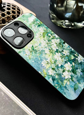 「水色茉莉」用苹果17promax手机壳软iphone14一加vivox100艺术生OPPOreno9荣耀iqoo红米k60华为mate80小米15