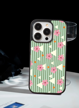 「花影几何」苹果iPhone17promx手机壳16钢化玻璃VIVOX300s保护套16华为mate80红米OPPOFINDX9小米15荣耀全包